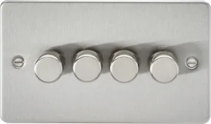 Knightsbridge FP2194BC Flat Plate 4G 2-Way 10-200W (5-150W LED) Intelligent Dimmer - Brushed Chrome