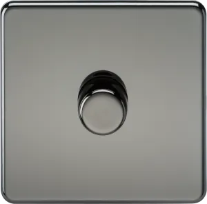 Knightsbridge SF2191BN Screwless 1G 2-Way 10-200W (5-150W LED) Intelligent Dimmer - Black Nickel