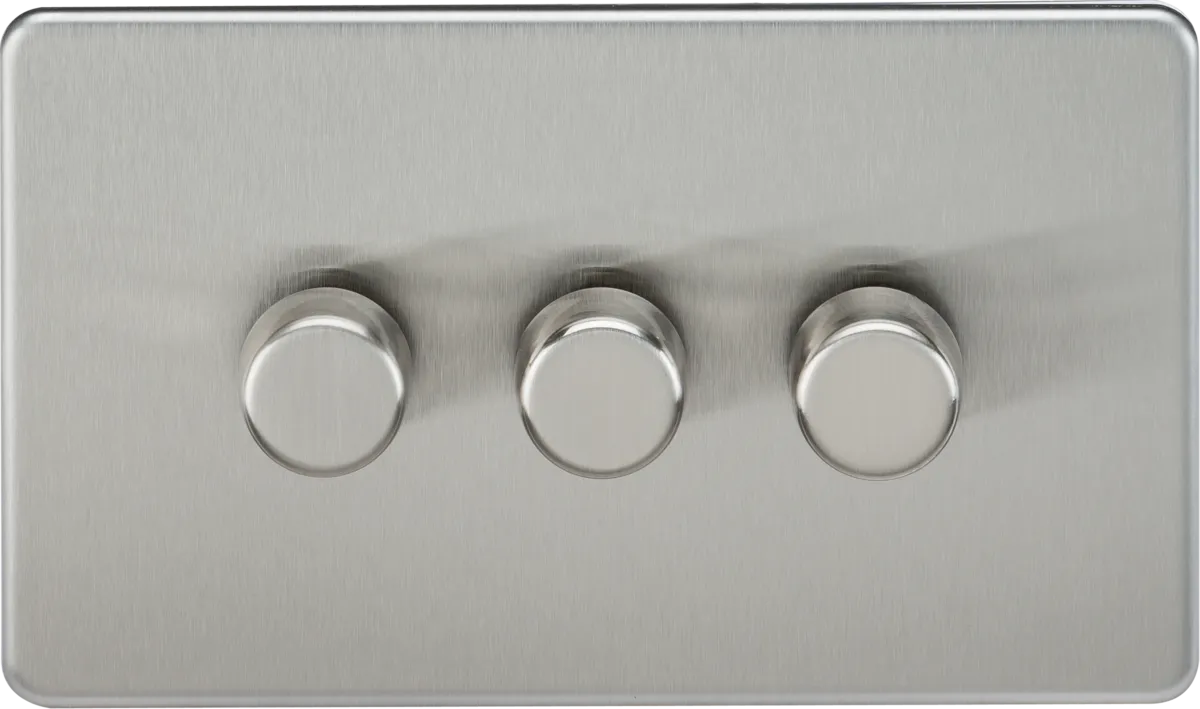 Knightsbridge SF2193BC Screwless 3G 2-Way 10-200W (5-150W LED) Intelligent Dimmer - Brushed Chrome