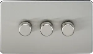 Knightsbridge SF2193BC Screwless 3G 2-Way 10-200W (5-150W LED) Intelligent Dimmer - Brushed Chrome