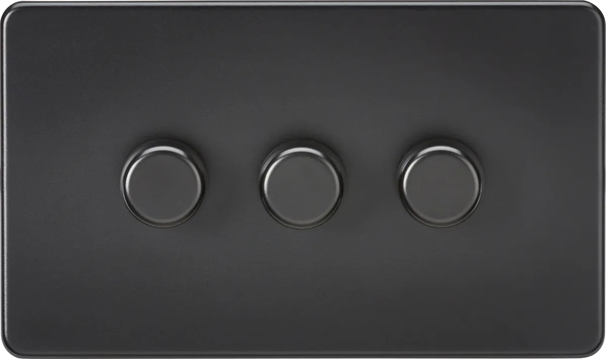Knightsbridge SF2193MBB Screwless 3G 2-Way 10-200W (5-150W LED) Intelligent Dimmer - Matt Black