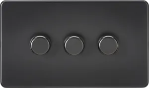 Knightsbridge SF2193MBB Screwless 3G 2-Way 10-200W (5-150W LED) Intelligent Dimmer - Matt Black
