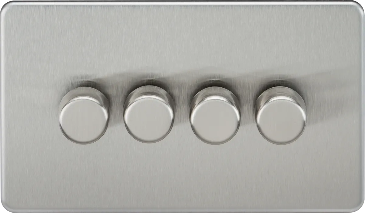 Knightsbridge SF2194BC Screwless 4G 2-Way 10-200W (5-150W LED) Intelligent Dimmer - Brushed Chrome