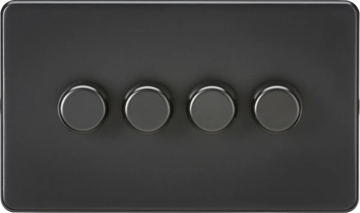Knightsbridge SF2194MBB Screwless 4G 2-Way 10-200W (5-150W LED) Intelligent Dimmer - Matt Black