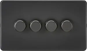 Knightsbridge SF2194MBB Screwless 4G 2-Way 10-200W (5-150W LED) Intelligent Dimmer - Matt Black