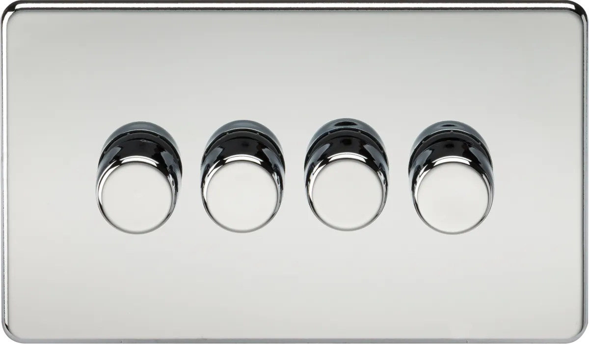 Knightsbridge SF2194PC Screwless 4G 2-Way 10-200W (5-150W LED) Intelligent Dimmer - Polished Chrome