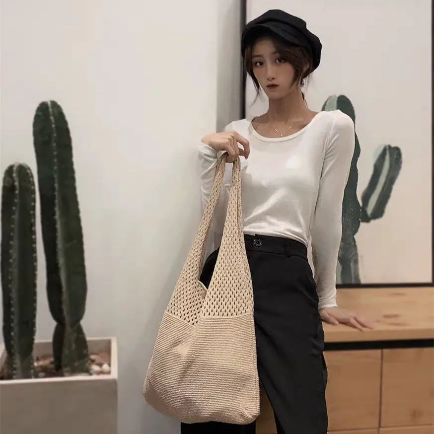 Knitted Fashion Vintage Large Capacity Totes Shoulder Bags