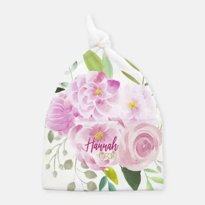Knotted Beanie - Peonies and Roses
