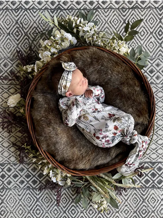 Knotted Gown & Bow | Floral Print