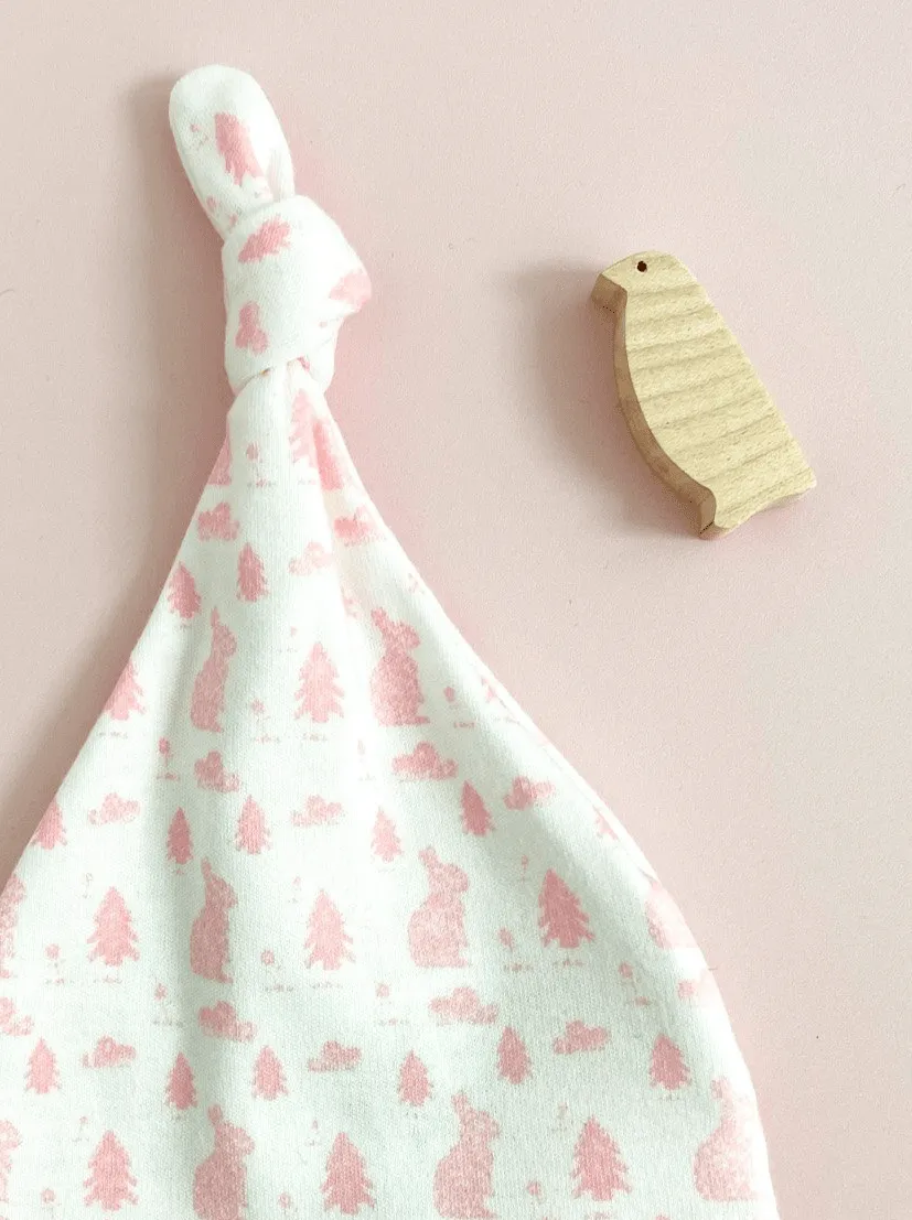Knotted Hat, Bunny Meadow, Premium 100% Organic Cotton