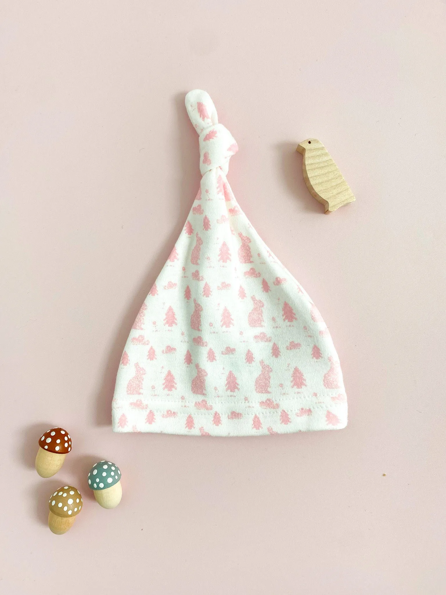 Knotted Hat, Bunny Meadow, Premium 100% Organic Cotton
