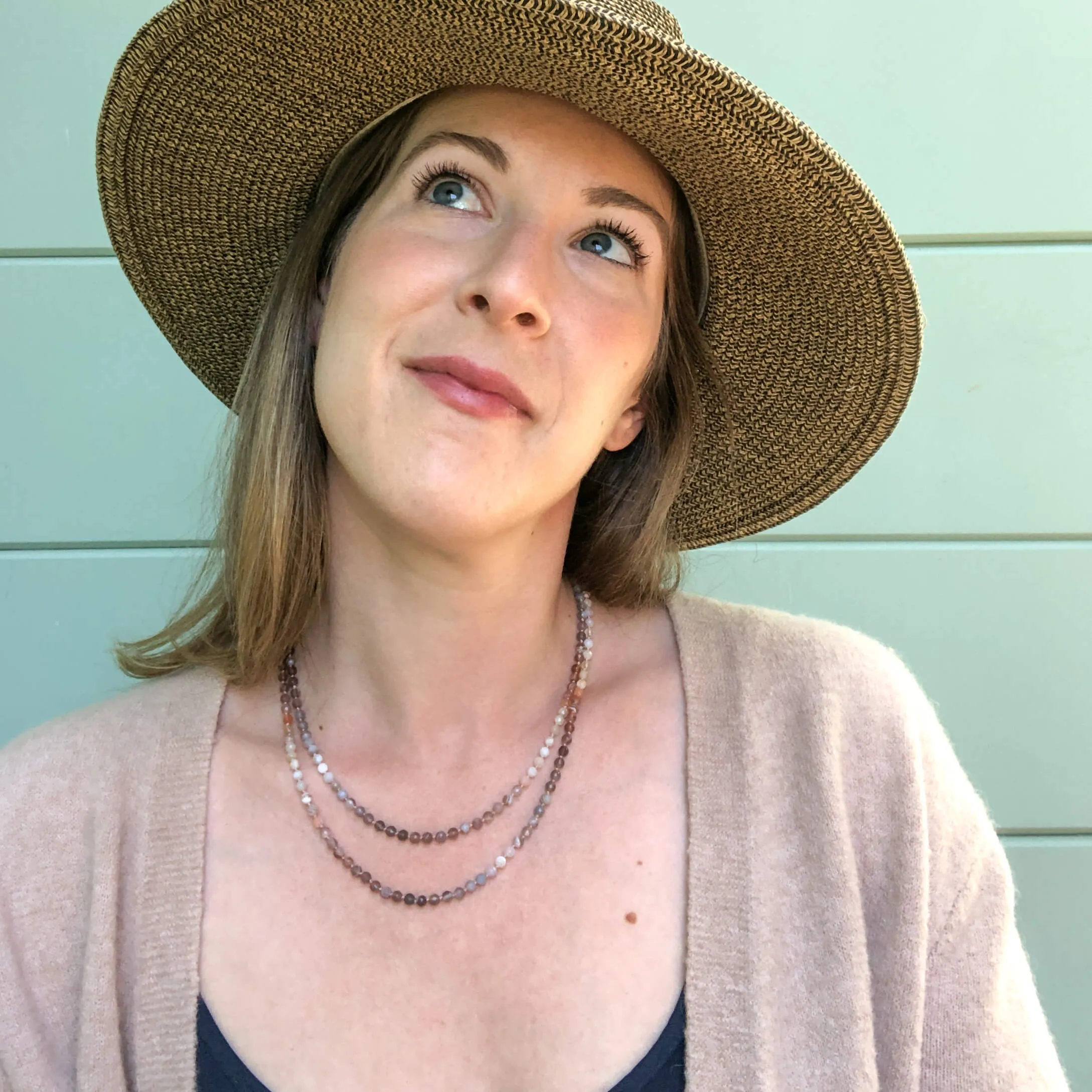 Knotted Two Strand Ombre Agate Beaded Necklace