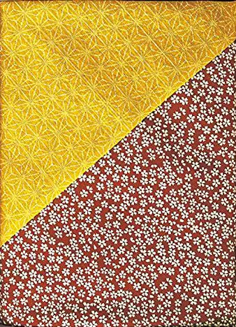Komon - Double-Sided Dyeing - Kozakura x Asanoha (Broun x Gold Broun) 茶×金茶  50 x 50 cm - Furoshiki (Japanese Wrapping Cloth)