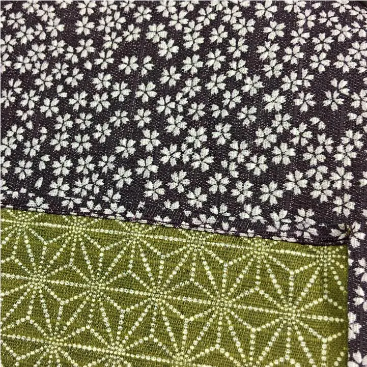 Komon - Double-Sided Dyeing - Kozakura x Asanoha (Purple x Rikyu) 紫×利休 50 x 50 cm - Furoshiki (Japanese Wrapping Cloth)