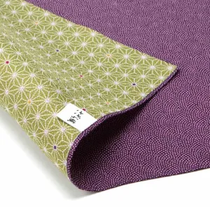 Komon - Double-Sided Dyeing - Samekomon x Asanoha さざら織両面ふろしき（鮫小紋×麻葉） (Purple x  Rikyu)  紫×利休  48 x 48 cm - Furoshiki (Japanese Wrapping Cloth)