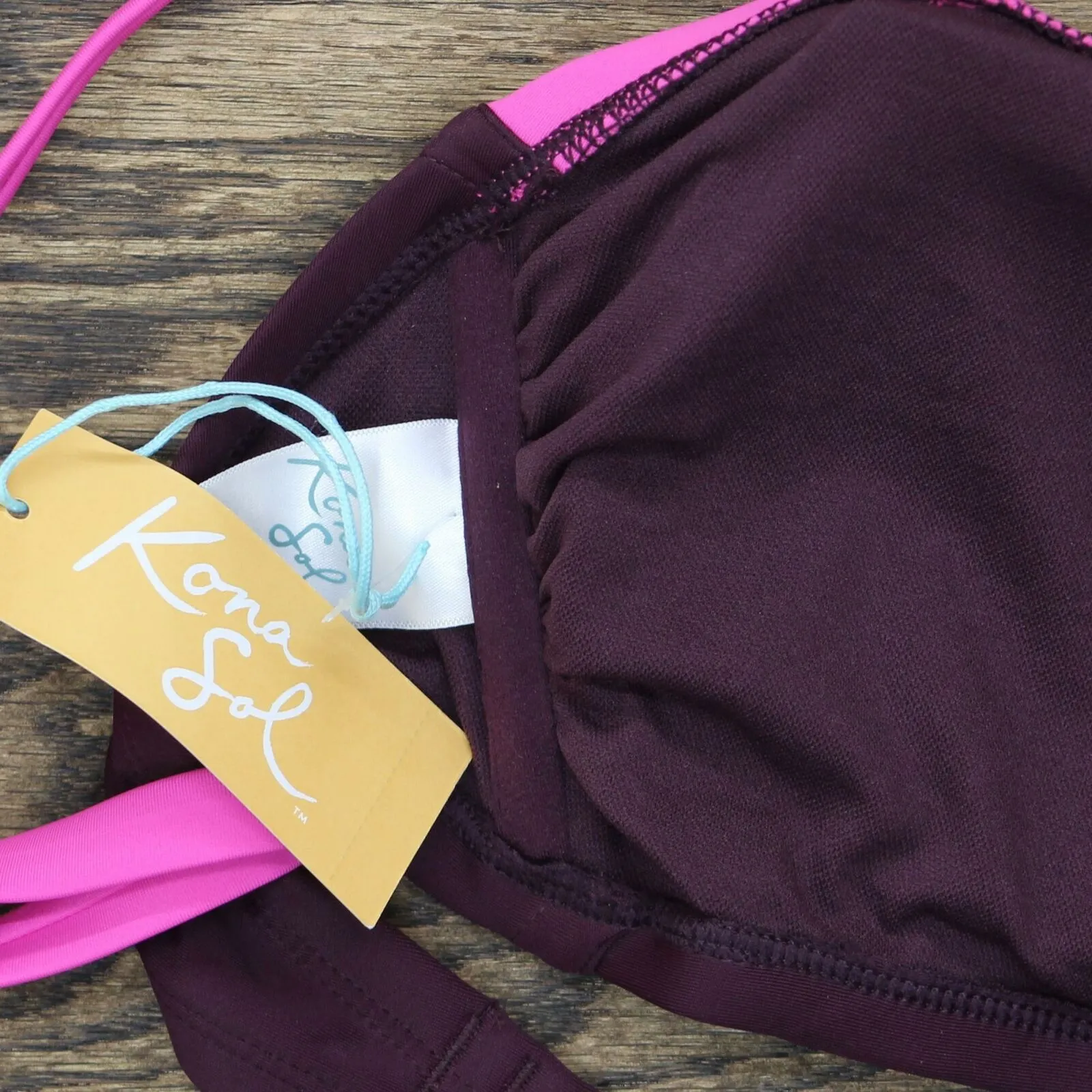 Kona Sol Women's Colorblock Bandeau Bikini Top - D/DD