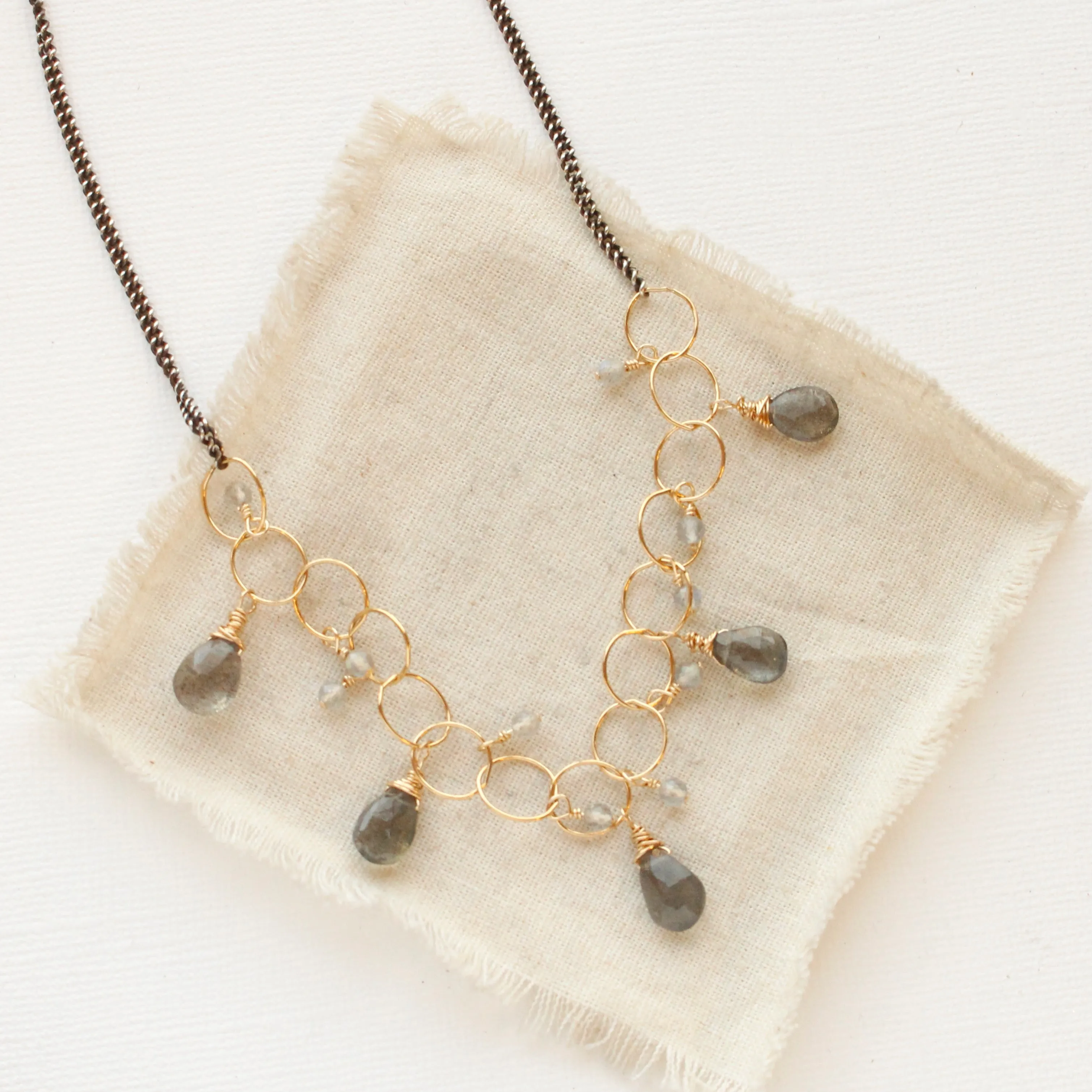 Labradorite Drop Mixed Metal Necklace