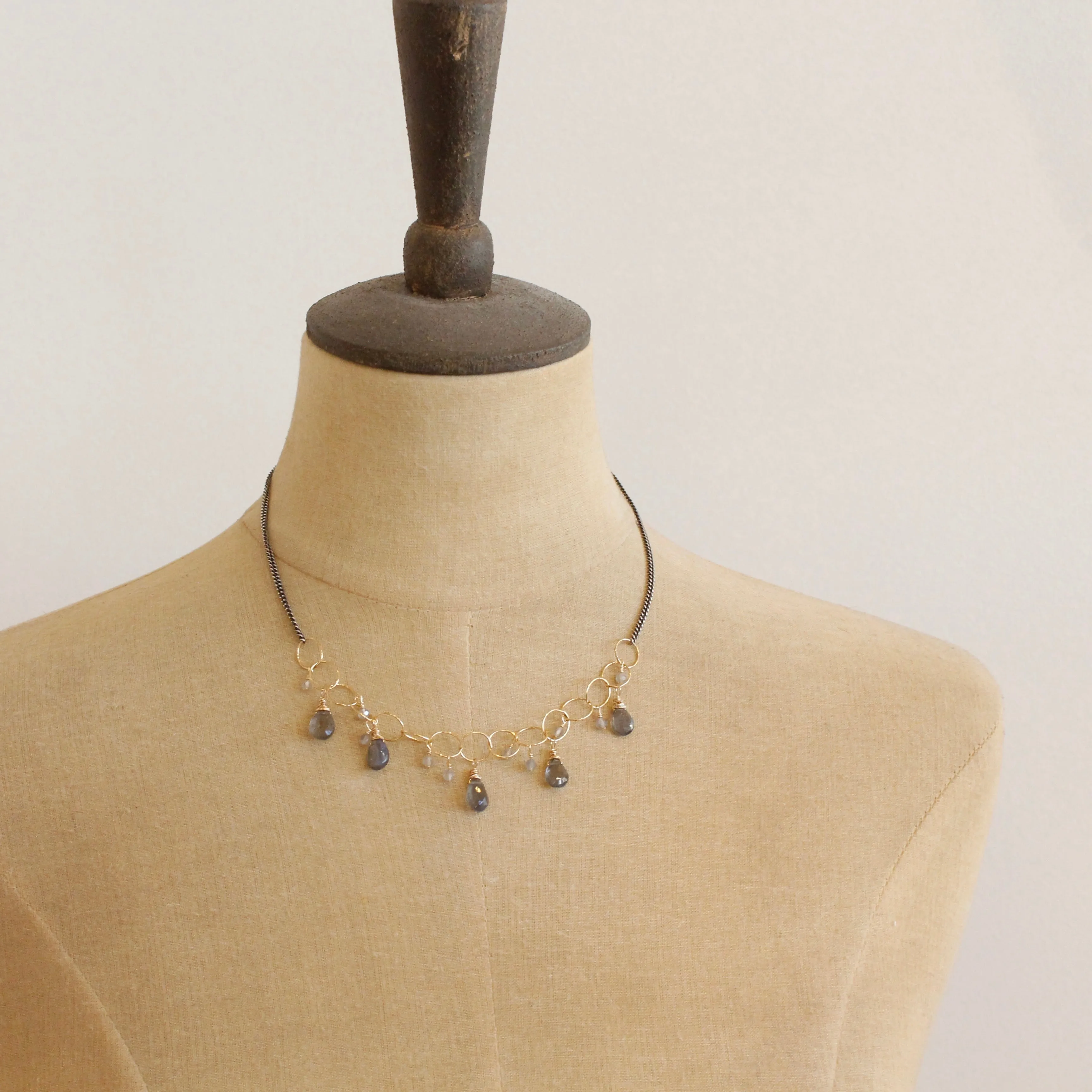 Labradorite Drop Mixed Metal Necklace