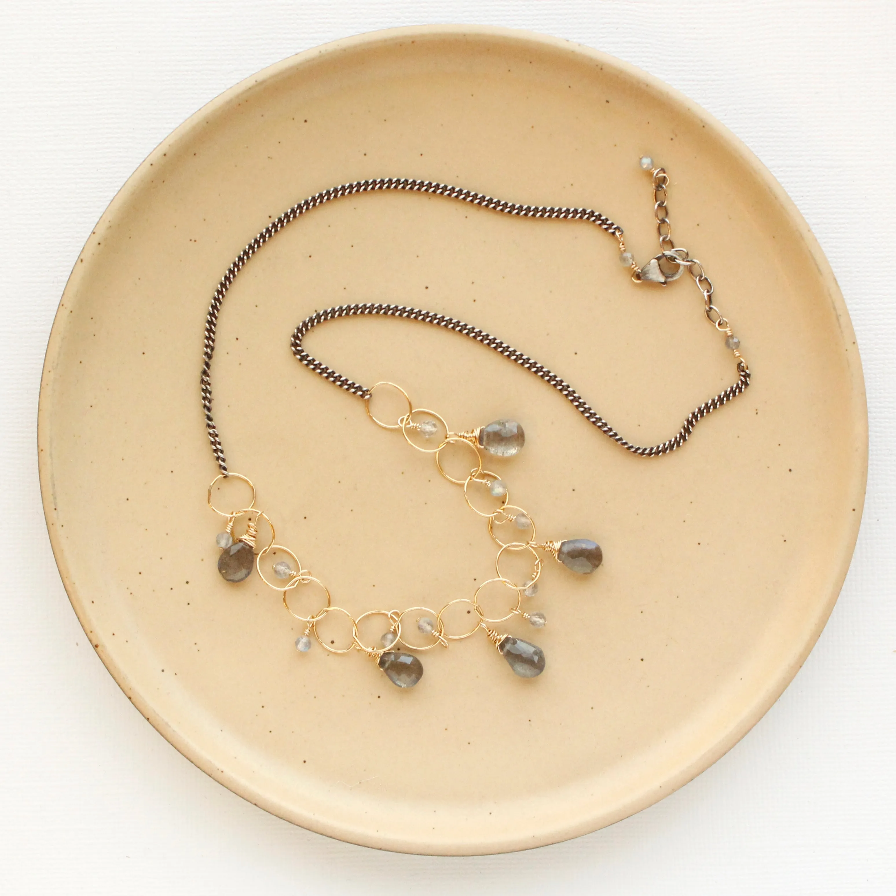 Labradorite Drop Mixed Metal Necklace