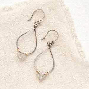 Labradorite Wrapped Teardrop Hoop Earrings