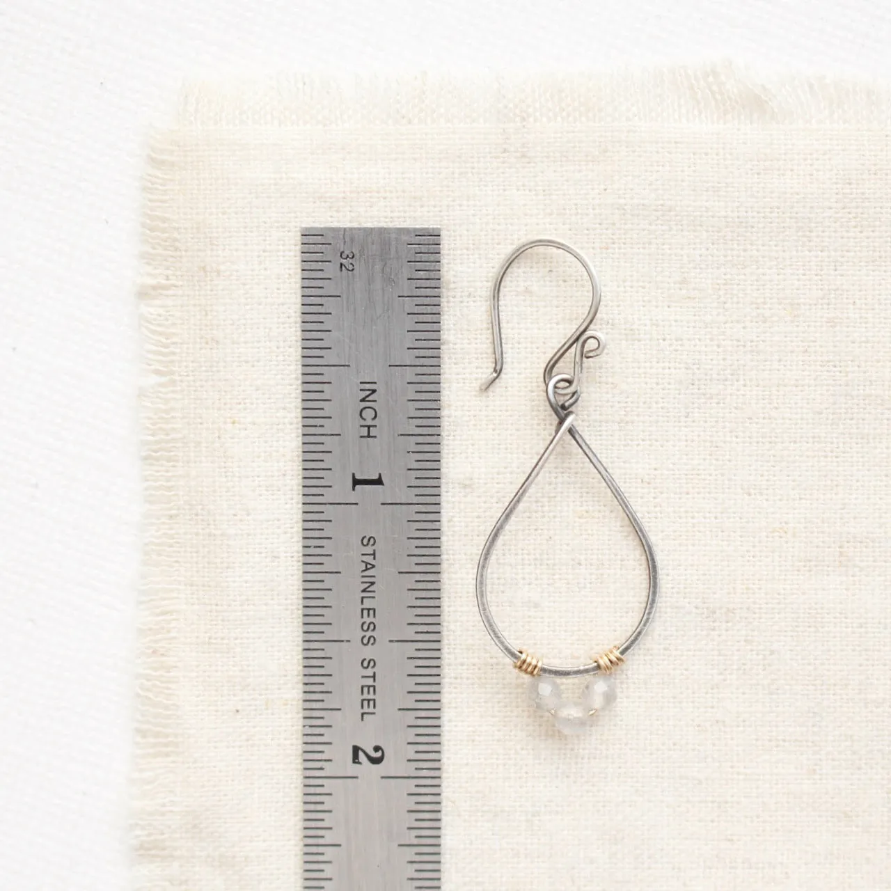 Labradorite Wrapped Teardrop Hoop Earrings