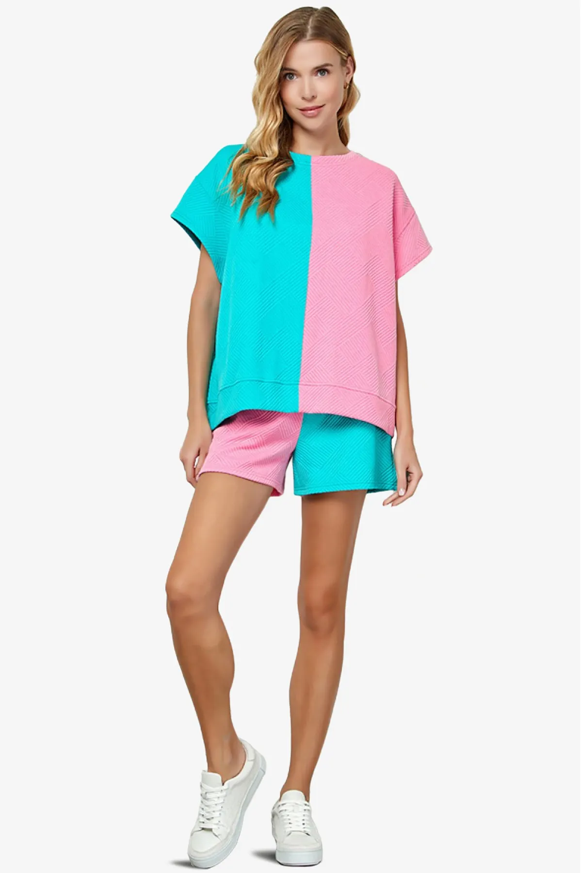 Lassy Textured Colorblock Pull On Shorts