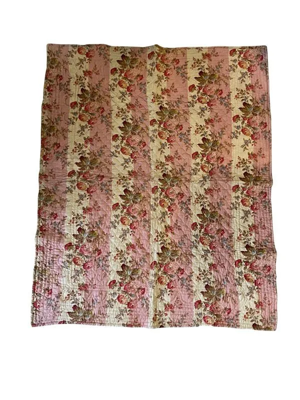 Late 19th Century Yellow silk and floral textile Hand-Stitched French Provincial Boutis