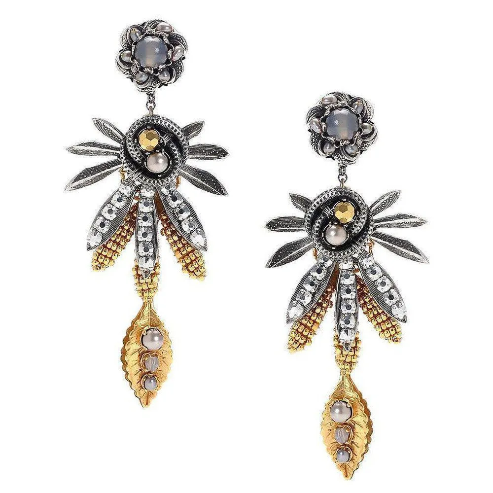Leaf Bead Mixed Earrings