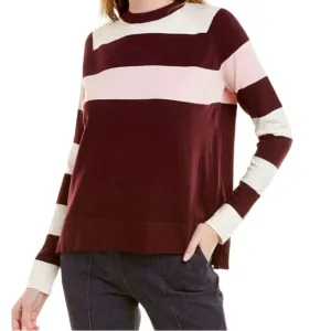 Lela Rose Pearl Wine/Pink/Cream Striped Colorblock Sweater S