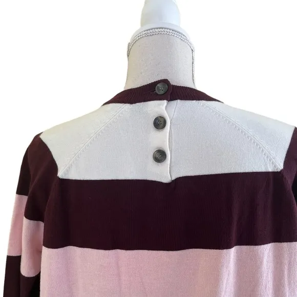 Lela Rose Pearl Wine/Pink/Cream Striped Colorblock Sweater S