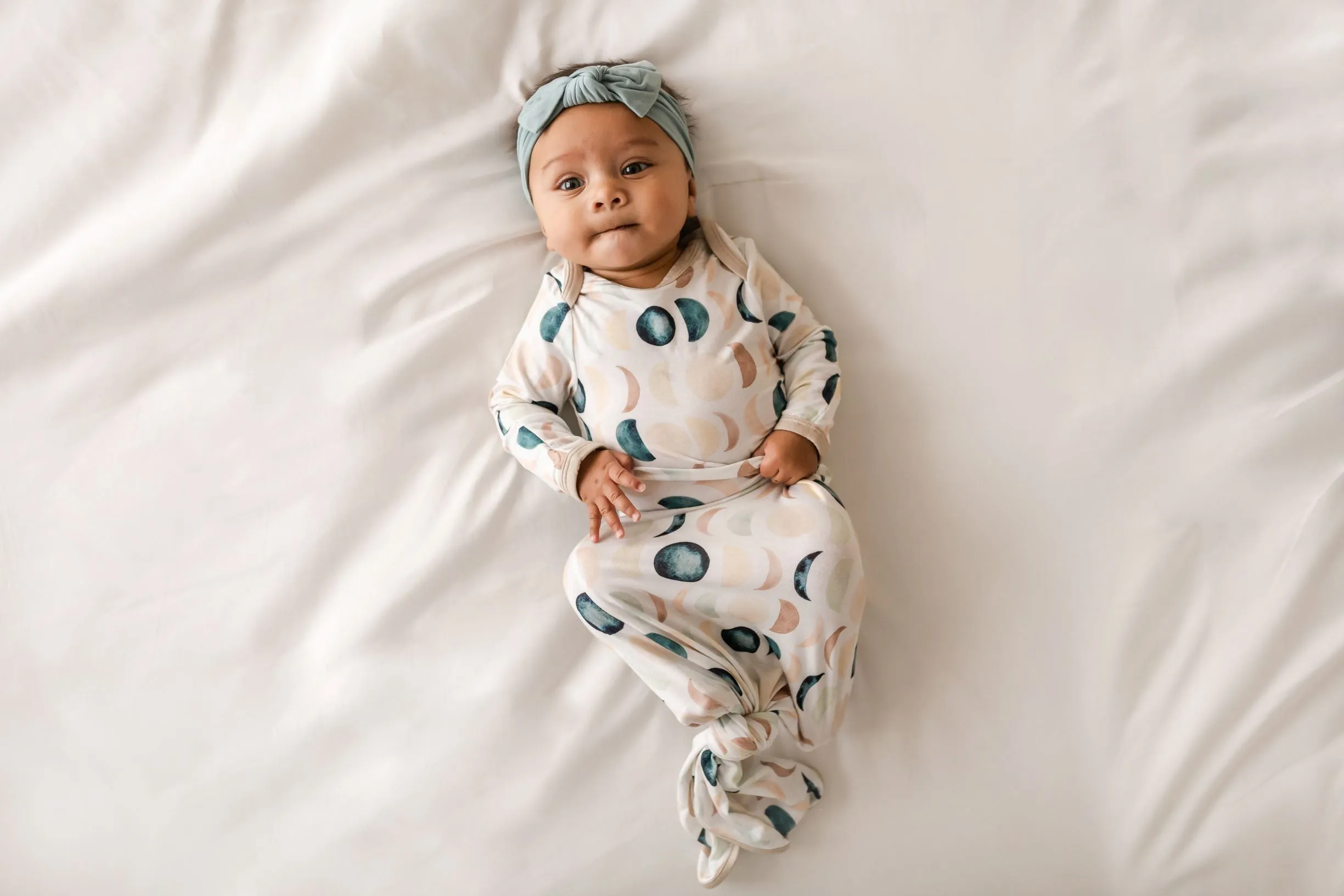 Little Sleepies Luna Neutrals Bamboo Knotted Gown
