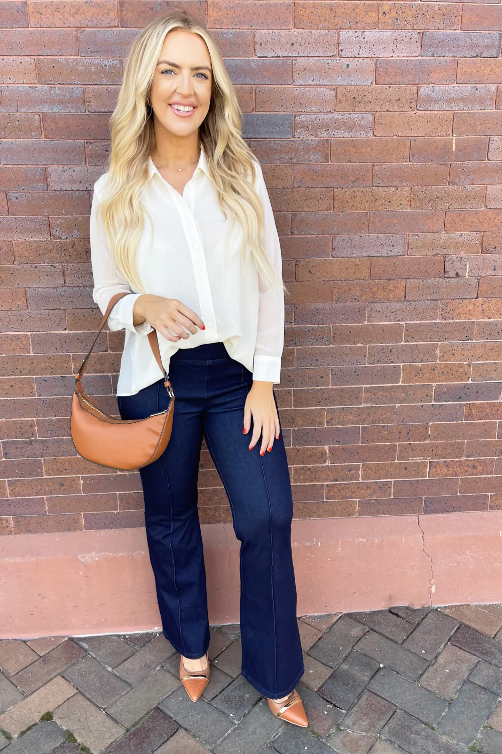 Long Sleeve Woven Shirt Pleat Back