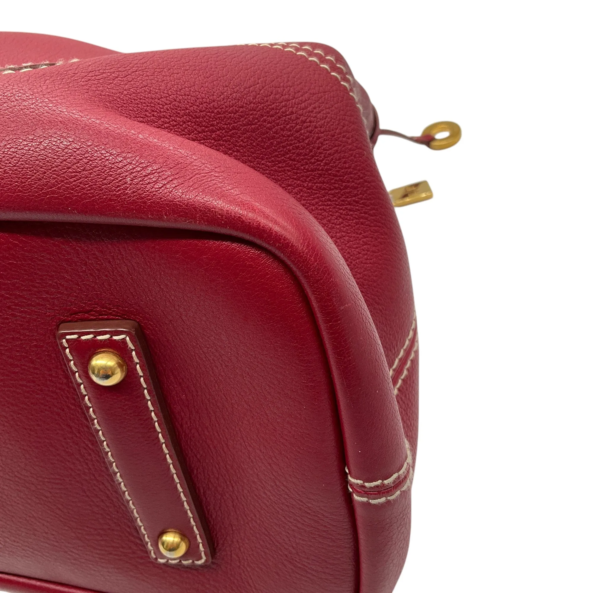 Loro Piana Red Leather Bellevue Handbag