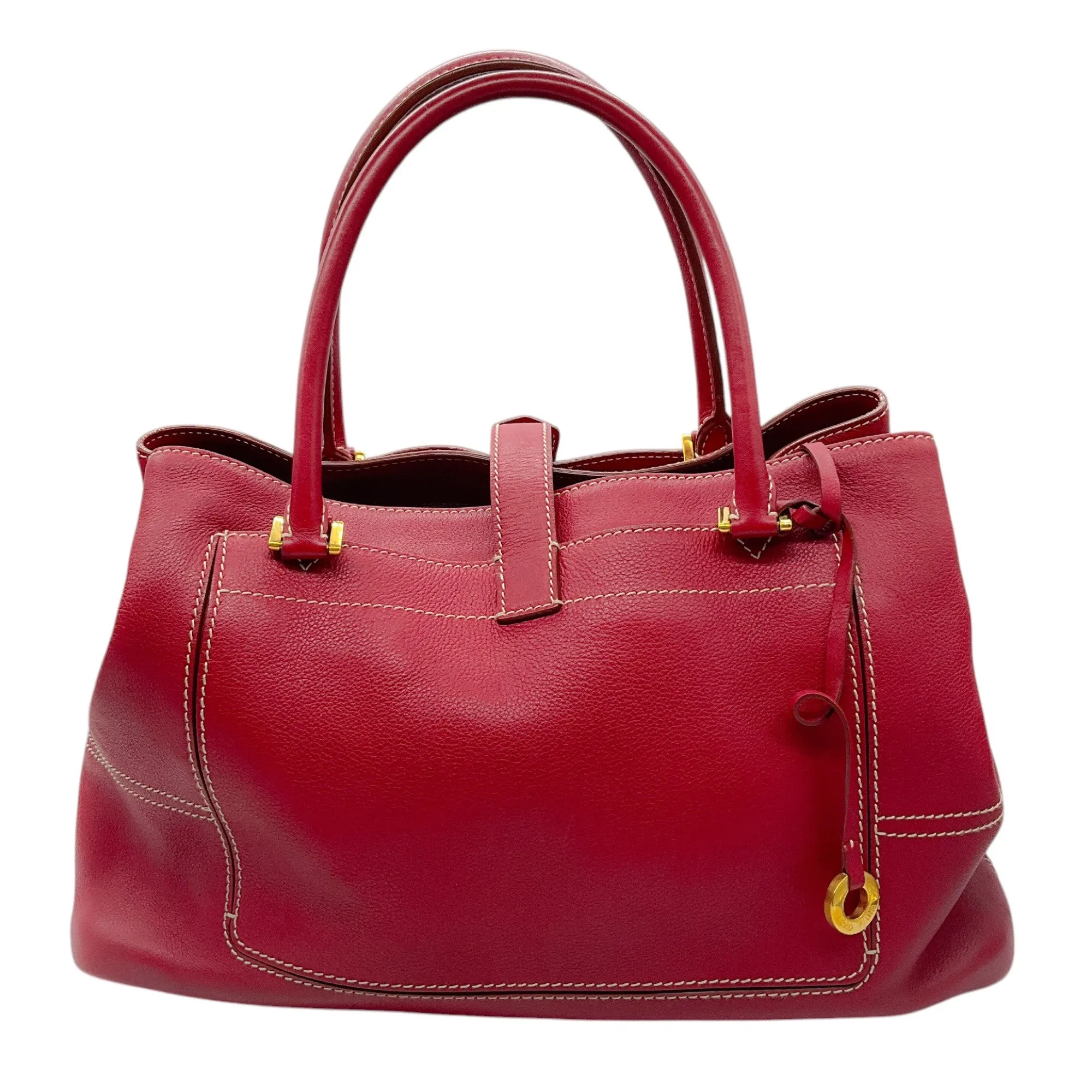 Loro Piana Red Leather Bellevue Handbag
