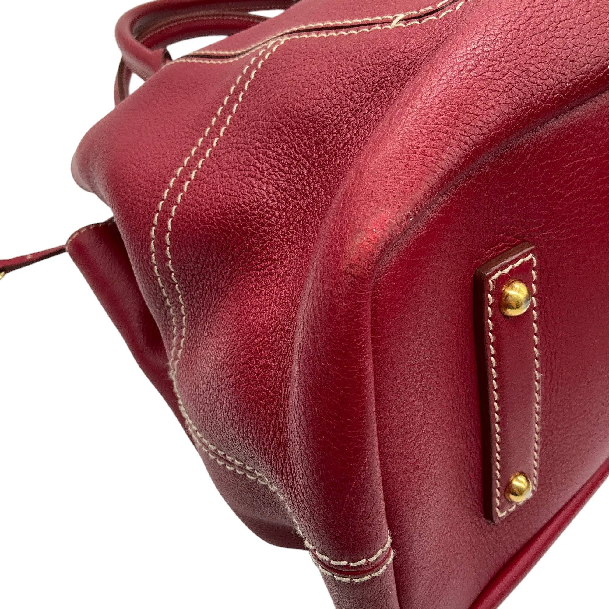 Loro Piana Red Leather Bellevue Handbag