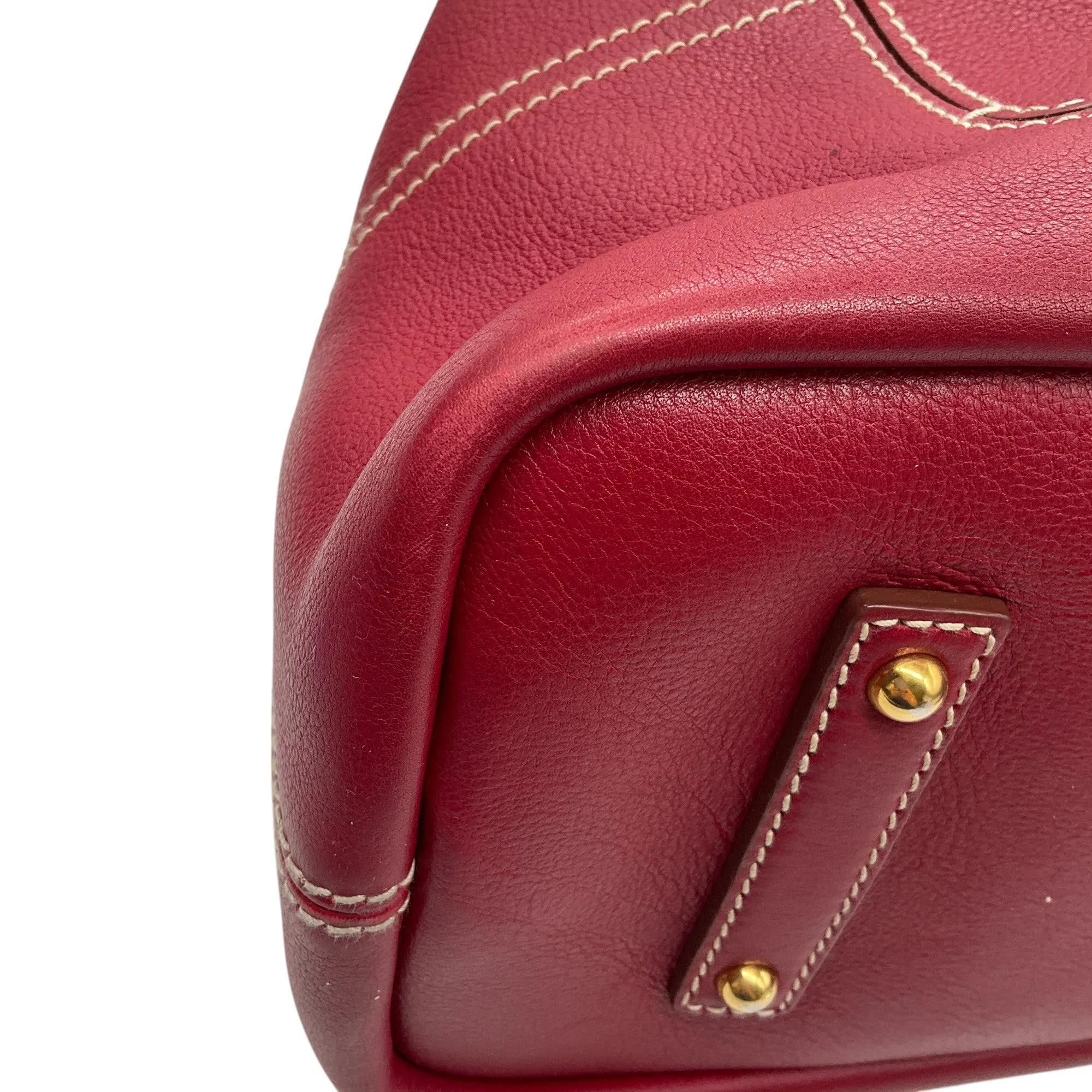 Loro Piana Red Leather Bellevue Handbag