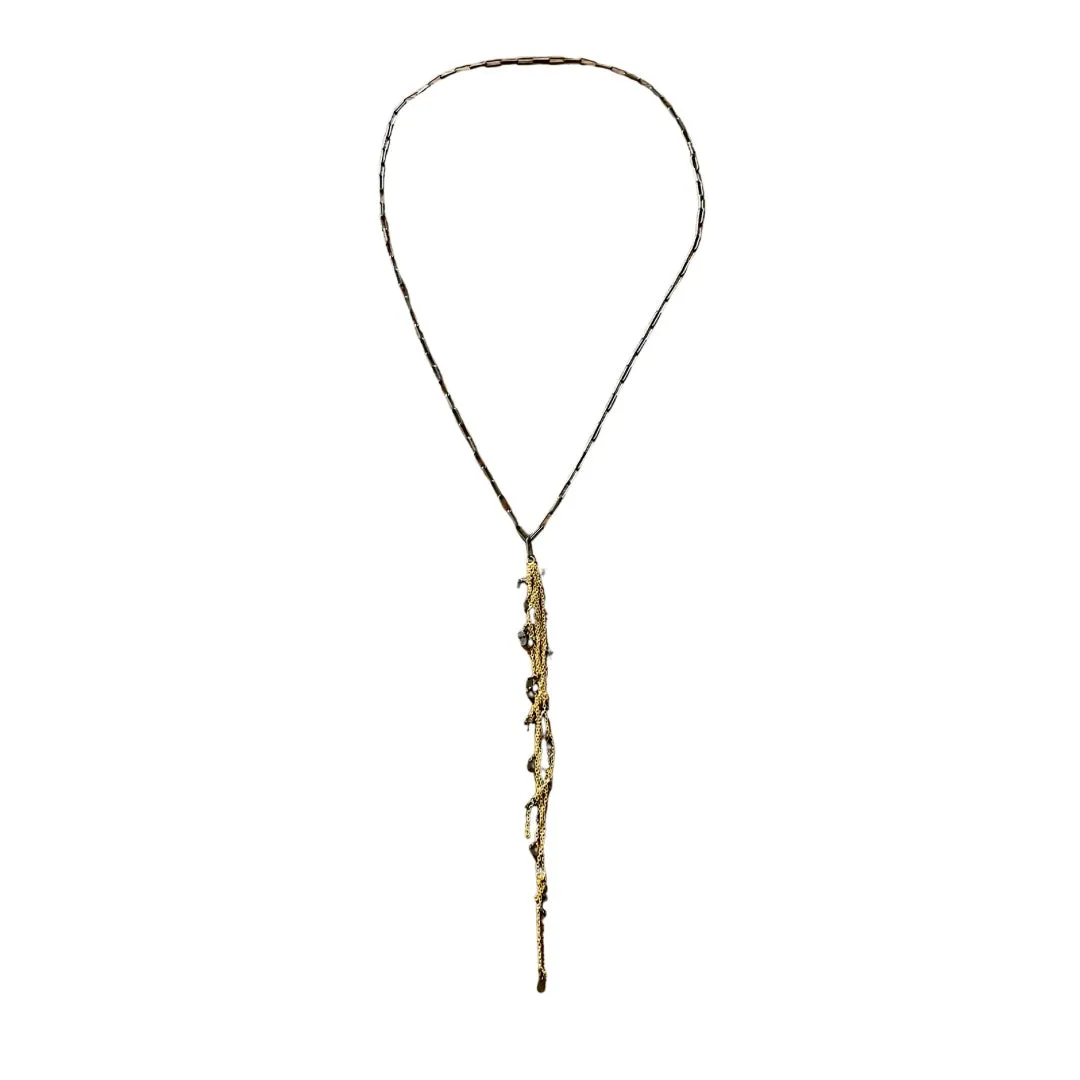 Lotus Drop 30" Necklace in Mixed Metal
