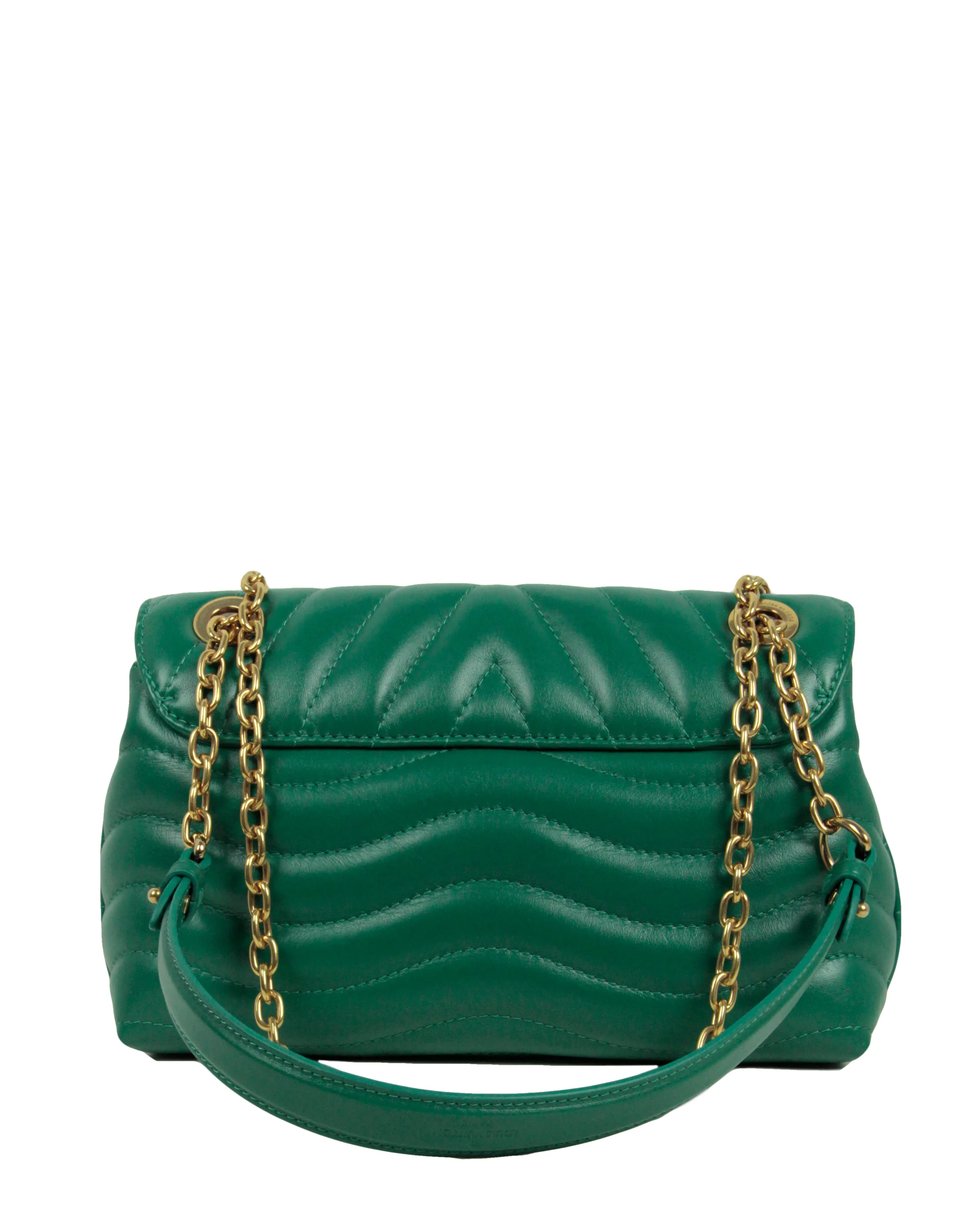 Louis Vuitton NEW Emerald Green Leather LV New Wave Chain Bag