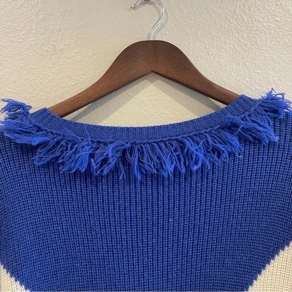 Lovers Friends Fringe Chunky Knit Oversized Colorblock Slouchy striped Sweater