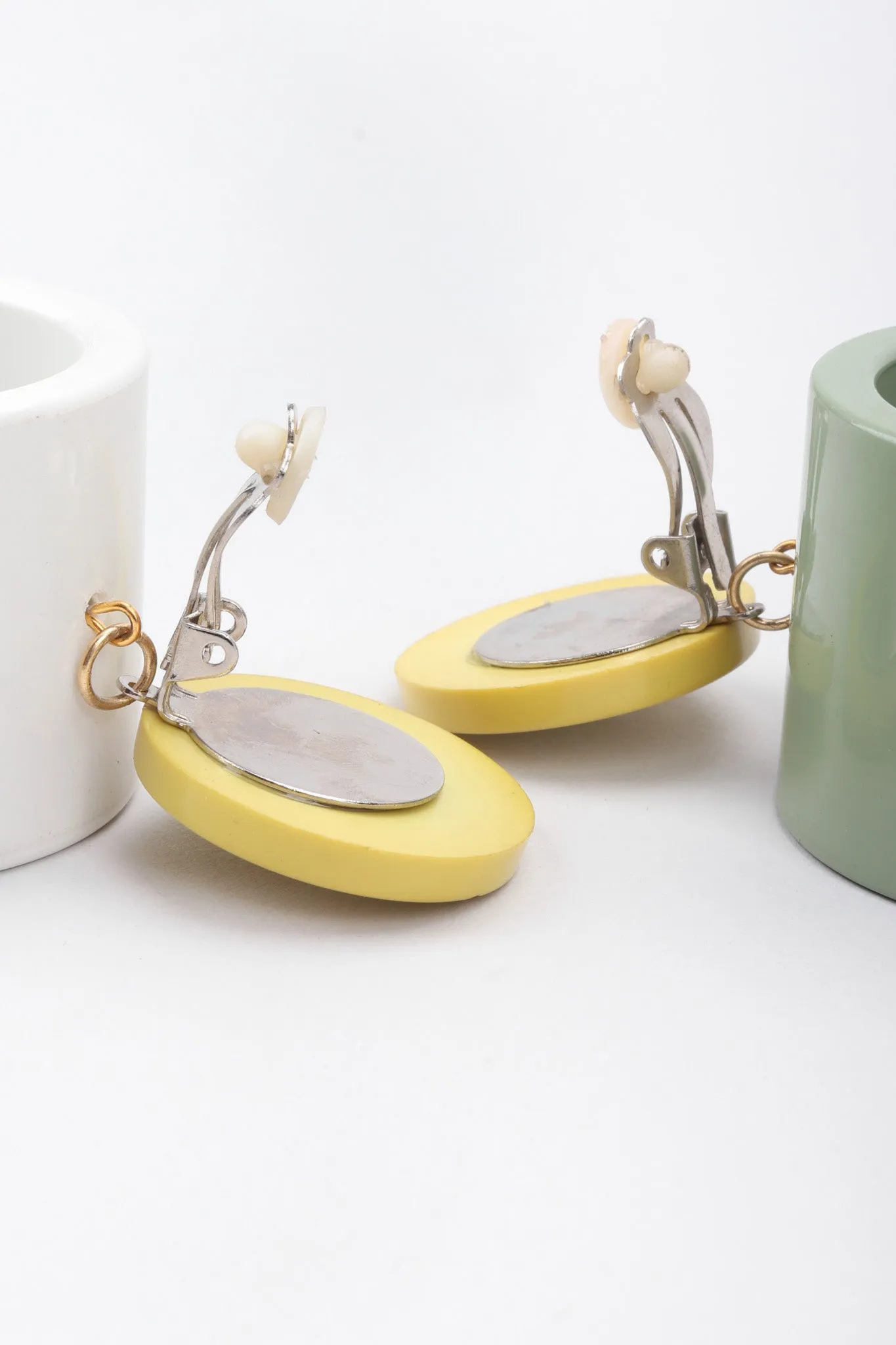 Lucite Colorblock Cylinder Earrings