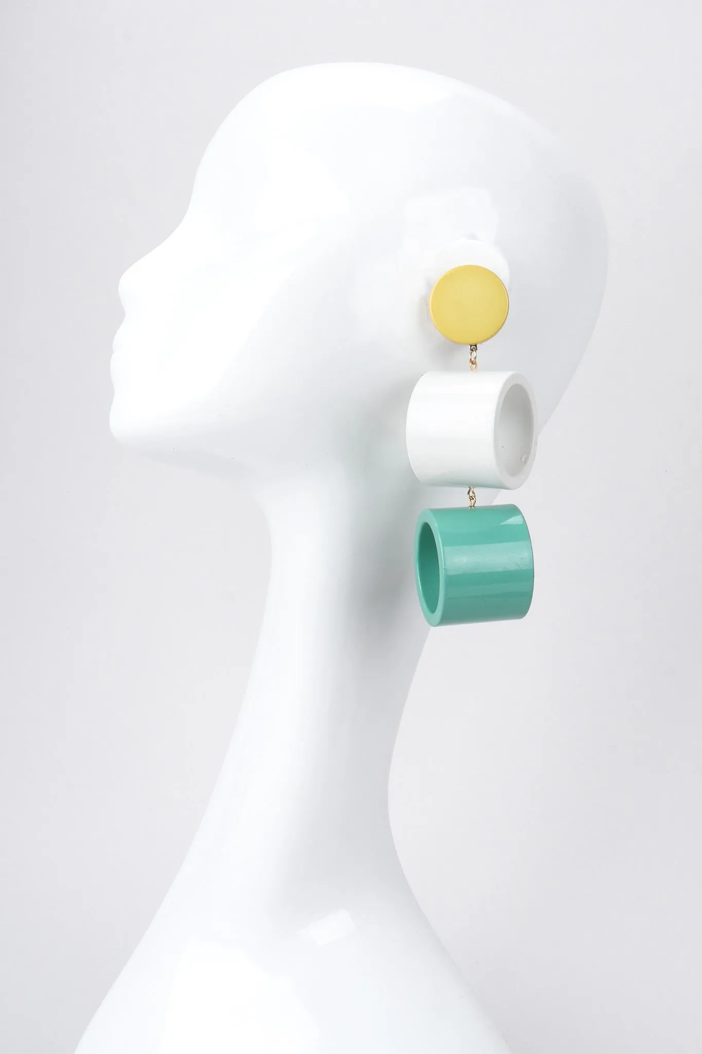 Lucite Colorblock Cylinder Earrings
