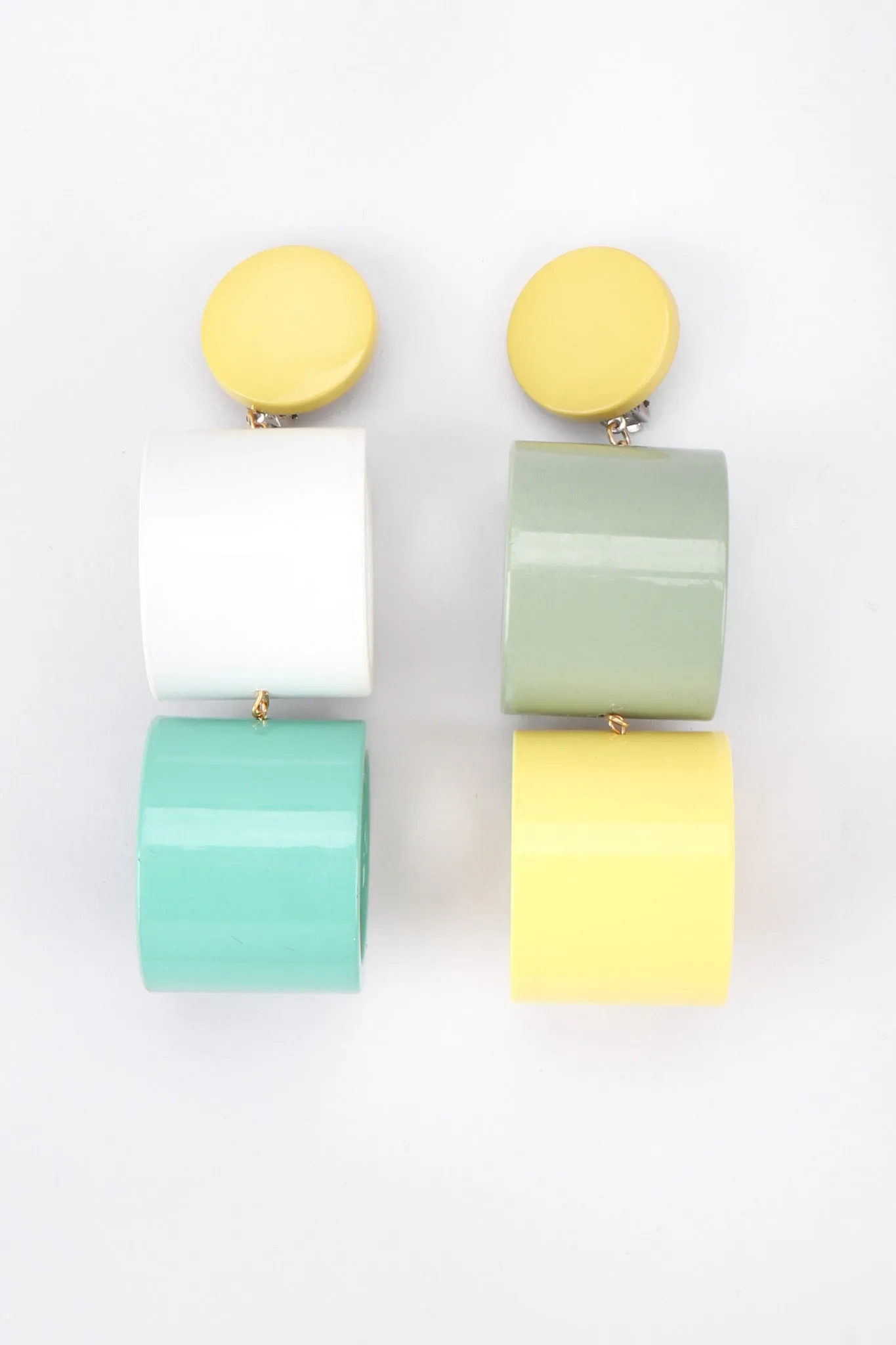 Lucite Colorblock Cylinder Earrings