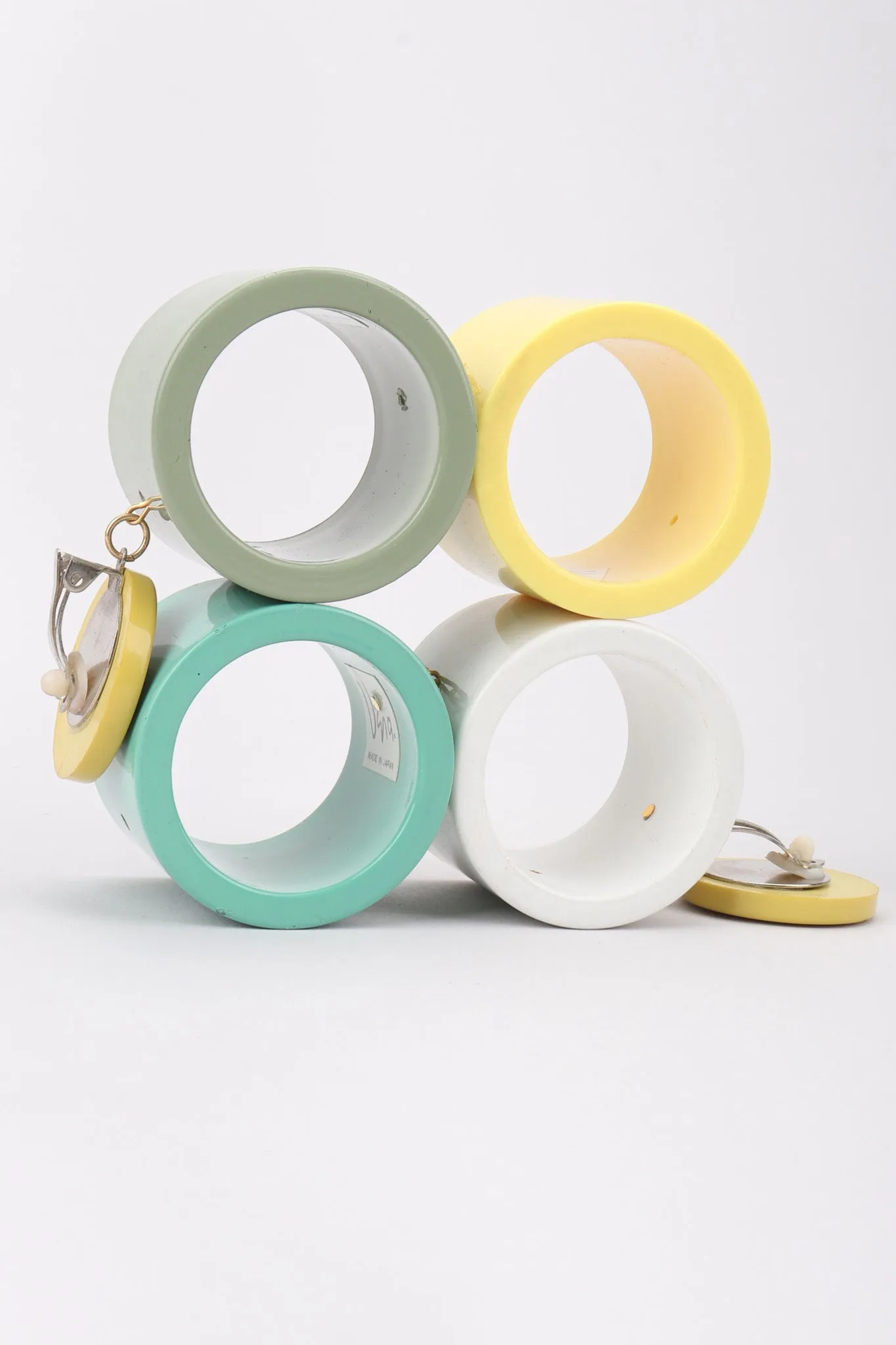 Lucite Colorblock Cylinder Earrings