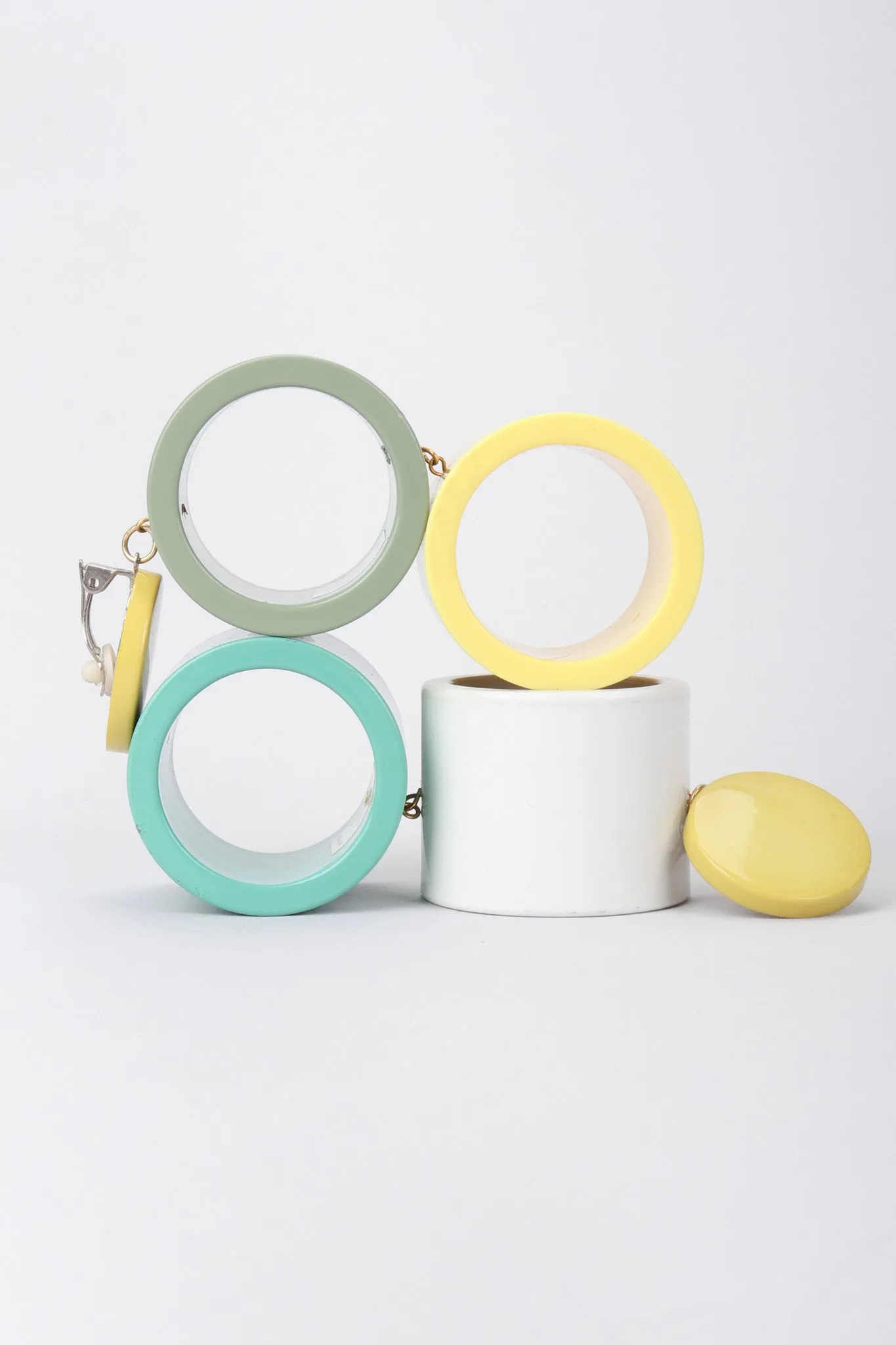 Lucite Colorblock Cylinder Earrings