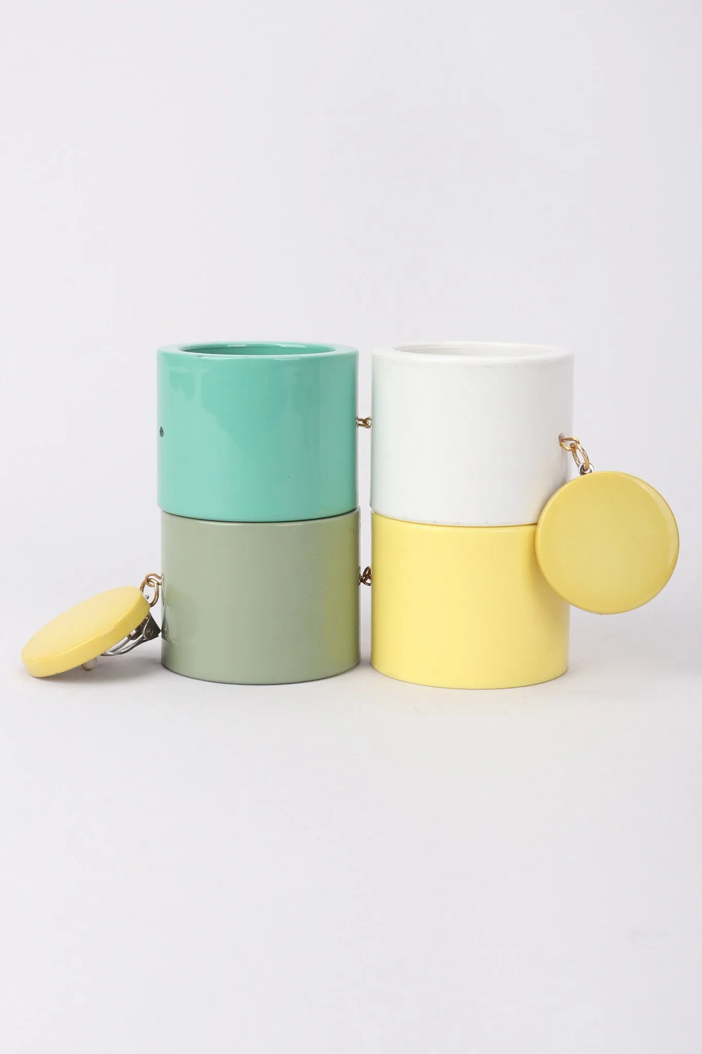Lucite Colorblock Cylinder Earrings