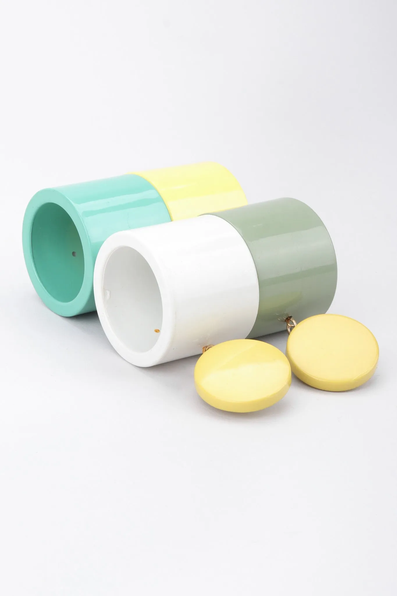 Lucite Colorblock Cylinder Earrings