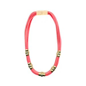 Luxe Colorblock Necklace- Coral