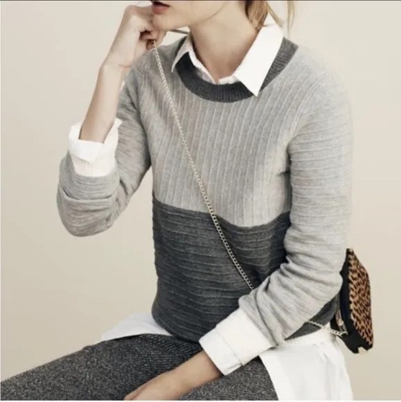 Madewell Colorblock Linear Stitch Sweater