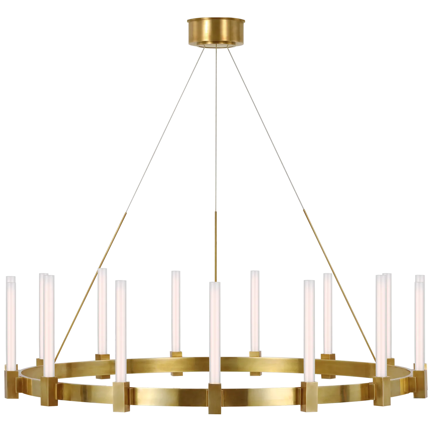 Mafra XL Chandelier in Hand-Rubbed Antique Brass with White Glass