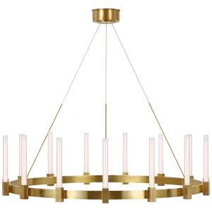 Mafra XL Chandelier in Hand-Rubbed Antique Brass with White Glass